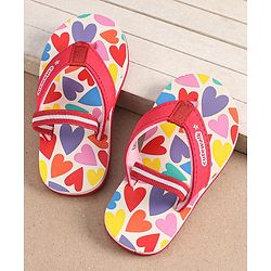 Cute Walk by Babyhug Heart Printed Flip Flops with Back Strap - Pink