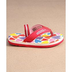 Cute Walk by Babyhug Heart Printed Flip Flops with Back Strap - Pink