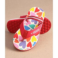 Cute Walk by Babyhug Heart Printed Flip Flops with Back Strap - Pink