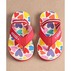 Cute Walk by Babyhug Heart Printed Flip Flops with Back Strap - Pink