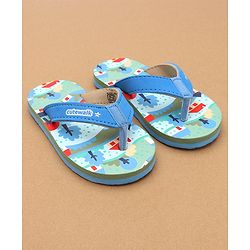 Cute Walk by Babyhug Flip Flops with Scenery Print - Blue