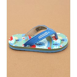 Cute Walk by Babyhug Flip Flops with Scenery Print - Blue