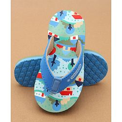 Cute Walk by Babyhug Flip Flops with Scenery Print - Blue
