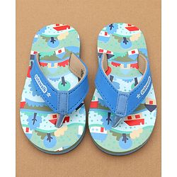 Cute Walk by Babyhug Flip Flops with Scenery Print - Blue