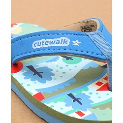 Cute Walk by Babyhug Flip Flops with Scenery Print - Blue