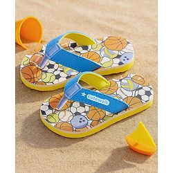 Cute Walk by Babyhug Slip On  Flip Flop with Sports Theme Print - Blue