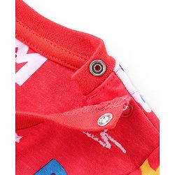 Babyhug Cotton Knit Full Sleeves Night Suit With Alphabets & Numbers Print - Red