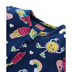 Babyhug Cotton Knit Full Sleeves Sleepsuit With Doodles Print - Navy