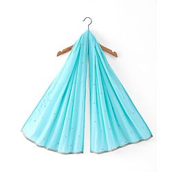Babyhug Georgett Woven Sleeveless Sequined Embroidered Kurta Gharara Set with Dupatta  & Lace Detailing - Light Blue