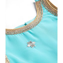 Babyhug Georgett Woven Sleeveless Sequined Embroidered Kurta Gharara Set with Dupatta  & Lace Detailing - Light Blue