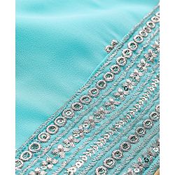 Babyhug Georgett Woven Sleeveless Sequined Embroidered Kurta Gharara Set with Dupatta  & Lace Detailing - Light Blue
