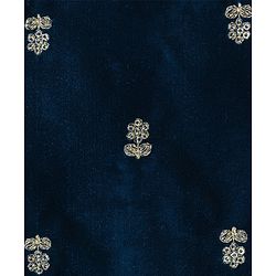 Babyhug Woven Full Sleeves Sequined Floral Embroidered Velvet  Kurta & Dhoti Set - Navy Blue