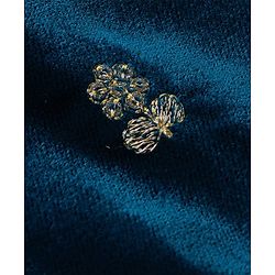 Babyhug Woven Full Sleeves Sequined Floral Embroidered Velvet  Kurta & Dhoti Set - Navy Blue