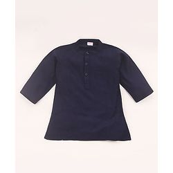 Babyhug  Woven Full Sleeves Kurta Pyjama Set & Nehru Jacket with Sequin Embroidery Detailing - Navy Blue & Red