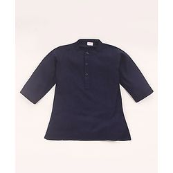 Babyhug  Woven Full Sleeves Kurta Pyjama Set & Nehru Jacket with Sequin Embroidery Detailing - Navy Blue & Red