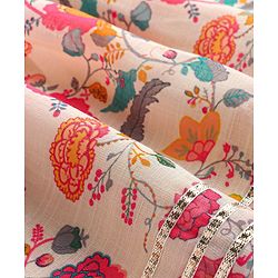 Babyhug Cotton Woven Three Fourth Sleeves Floral Printed Kurta & Palazzo Set with Dupatta - Off White