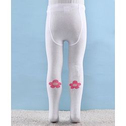 Cute Walk by Babyhug Knitted Antibacterial Footed Tights Floral Design - White