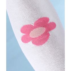 Cute Walk by Babyhug Knitted Antibacterial Footed Tights Floral Design - White