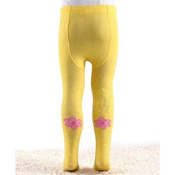 Cute Walk by Babyhug Knitted Antibacterial Footed Tights Floral Design - Yellow
