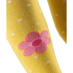 Cute Walk by Babyhug Knitted Antibacterial Footed Tights Floral Design - Yellow