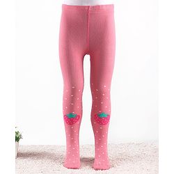 Cute Walk by Babyhug Knitted Antibacterial Footed Tights Strawberry Design -Pink