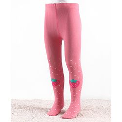 Cute Walk by Babyhug Knitted Antibacterial Footed Tights Strawberry Design -Pink