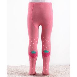 Cute Walk by Babyhug Knitted Antibacterial Footed Tights Strawberry Design -Pink