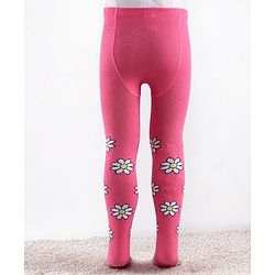 Cute Walk by Babyhug Knitted Antibacterial Footed Tights Floral Design - Pink