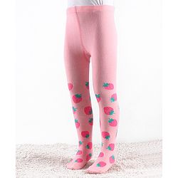Cute Walk by Babyhug Knitted Antibacterial Footed Tights Strawberry Design - Pink