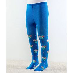 Cutewalk by Babyhug Ani-Bacterial Footed Tights  Floral Design - Blue