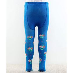 Cutewalk by Babyhug Ani-Bacterial Footed Tights  Floral Design - Blue