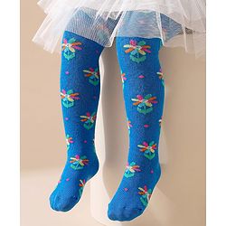 Cutewalk by Babyhug Ani-Bacterial Footed Tights  Floral Design - Blue