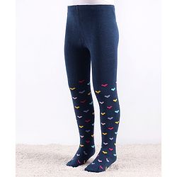 Cute Walk by Babyhug Knit Antibacterial  Footed Tights Heart Design - Navy Blue