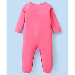 Babyhug 100% Cotton Interlock Knit Full Sleeves Striped & Rainbow Printed Sleep Suits Pack Of 3 - Pink & White