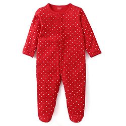 Babyhug Interlock Cotton Knit Full Sleeves Footed Sleep Suit with Fruit & Polka Dots Print Pack of 3 - Multicolour