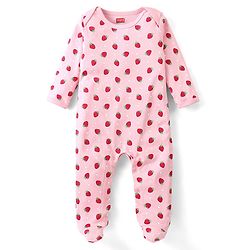 Babyhug Interlock Cotton Knit Full Sleeves Footed Sleep Suit with Fruit & Polka Dots Print Pack of 3 - Multicolour