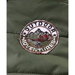 Babyhug Woven Full Sleeves Solid Color Padded Hooded Jacket- Olive Green & Mustard