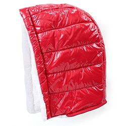 Babyhug Full Sleeves Front Open Padded Hooded Jacket with Colour Block Design & Text Embroidery - Red