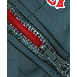 Babyhug Woven Full Sleeves Padded Hooded Jacket With Text Patch Detailing - Dark Green