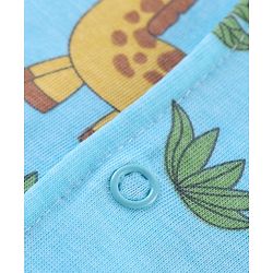 Babyhug Cotton Knit Half Sleeves Night Suit With Animal Print - Blue