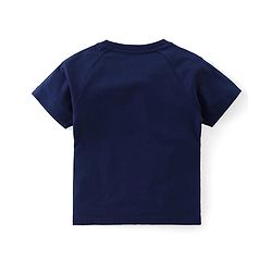 Babyhug Cotton Knit Half Sleeves Night Suit With Monster Print - Navy