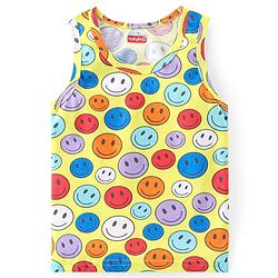 Babyhug 100% Cotton Single Jersey Sleeveless Sando Shorts Set Smiley Print - Multicolor
