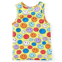 Babyhug 100% Cotton Single Jersey Sleeveless Sando Shorts Set Smiley Print - Multicolor
