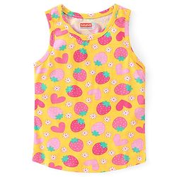 Babyhug 100% Cotton Knit Sleeveless Inner wear Set with Strawberry Print - Multicolour