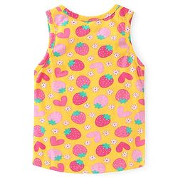 Babyhug 100% Cotton Knit Sleeveless Inner wear Set with Strawberry Print - Multicolour
