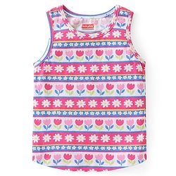 Babyhug 100% Cotton Single Jersey Sleeveless Sando Shorts Set Floral Print - Multicolor