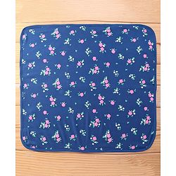 Babyhug Knit Hooded Towel with Floral Print L 76.2 x B 76.2 cm - Navy Blue