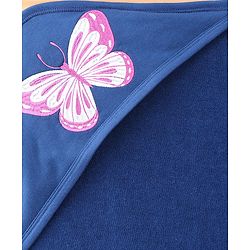 Babyhug Knit Hooded Towel with Floral Print L 76.2 x B 76.2 cm - Navy Blue