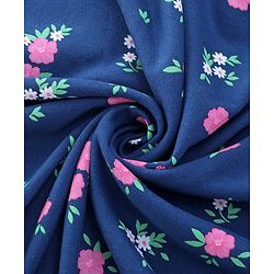Babyhug Knit Hooded Towel with Floral Print L 76.2 x B 76.2 cm - Navy Blue