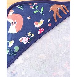Babyhug Knit Hooded Towel with Jungle Theme Print L 76.2 x B 76.2 cm - Purple